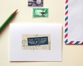 handmade vintage inspired notecards with retro air mail designs, par avion (set of 8)
