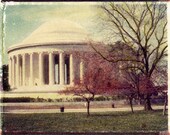SALE -- Jefferson Memorial, Washington DC, Cherry Blossoms, Photograph, Image Transfer, Framed
