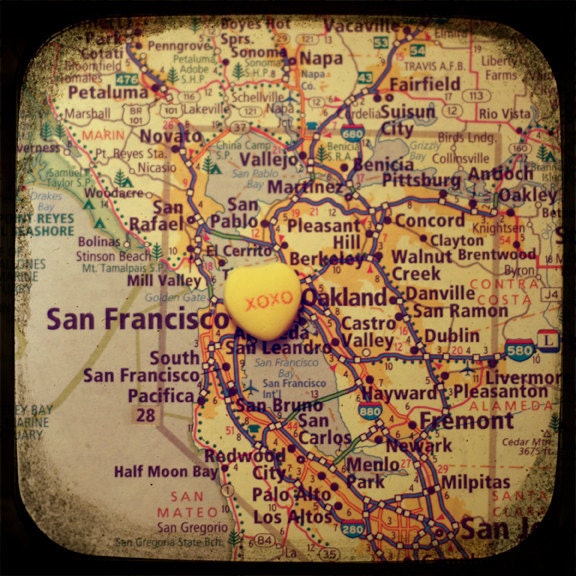 xoxo bay area custom candy heart map art 5x5 ttv photo print - free shipping