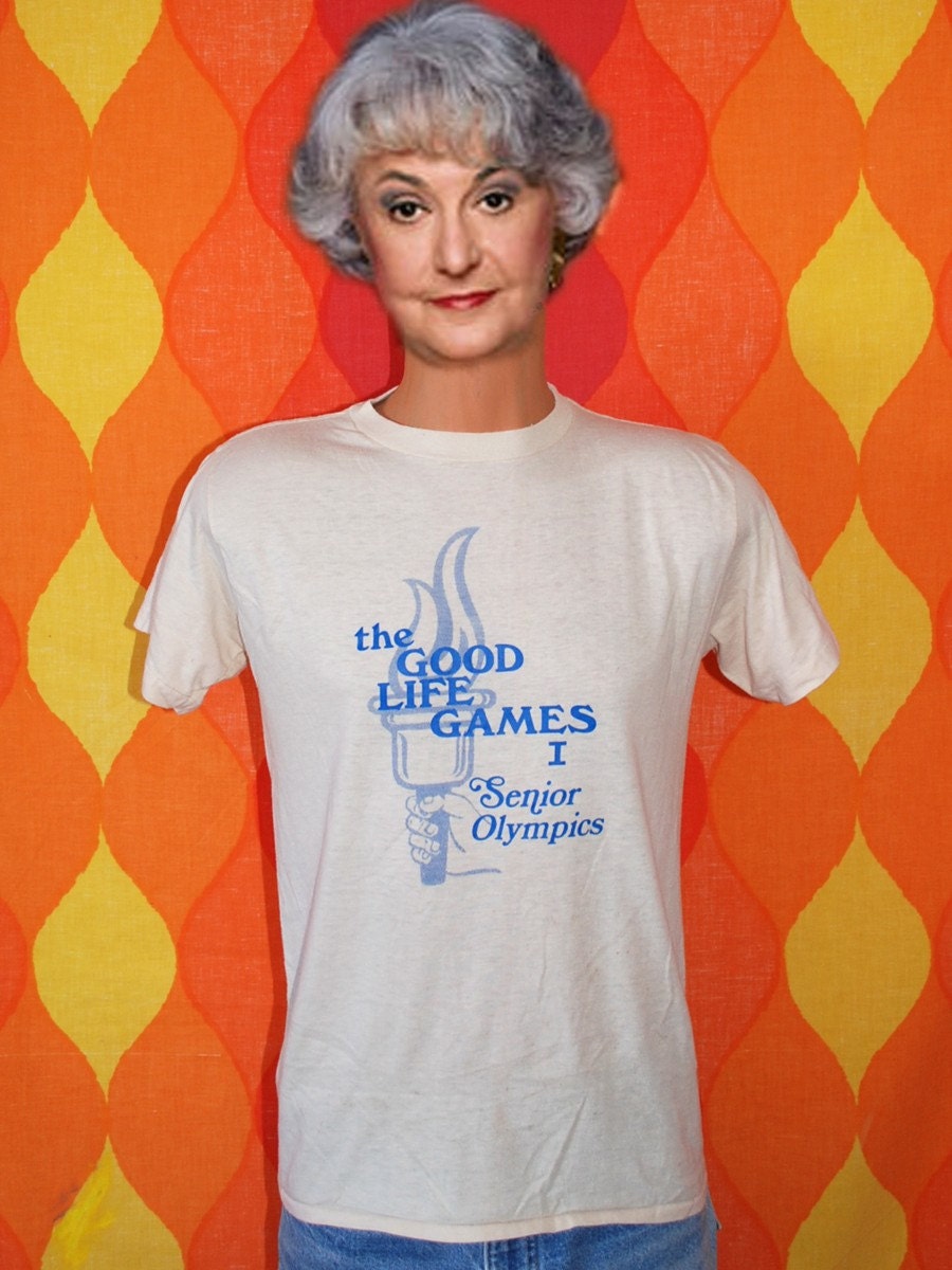 vintage 70s t-shirt GOOD LIFE games senior olympics tee shirt Medium ched torch 1979 fitness