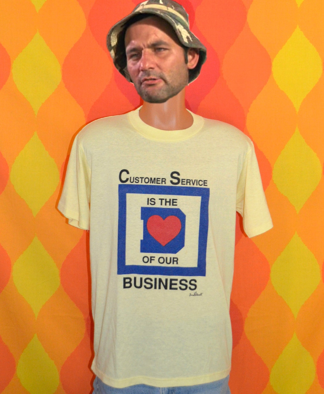 80s vintage t-shirt CUSTOMER SERVICE is the heart of business corporate tee Large soft thin