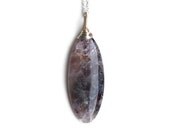 Amethyst pendant silver chain necklace. Purple lilac violet lavender large stone. Mineralogy. February birthstone. Amethyst jewellery