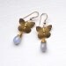 Gold butterfly pastel Blue Lace Agate earrings. Vintage style, lilac chalcedony dangle, goldfill. Spring, summer garden, bridal jewellery