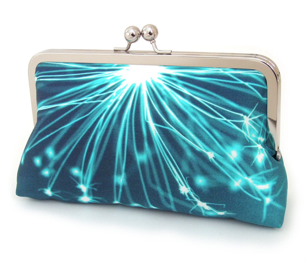 Blue sparkle clutch : Printed silk / luxury purse