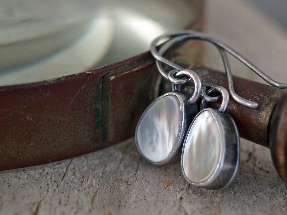 Mother of Pearl and Sterling Silver Earrings
