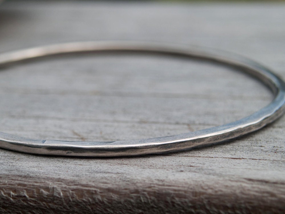 Hammered Silver Bangle