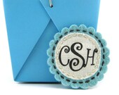 Robins Egg Blue Monogram Hair Clip
