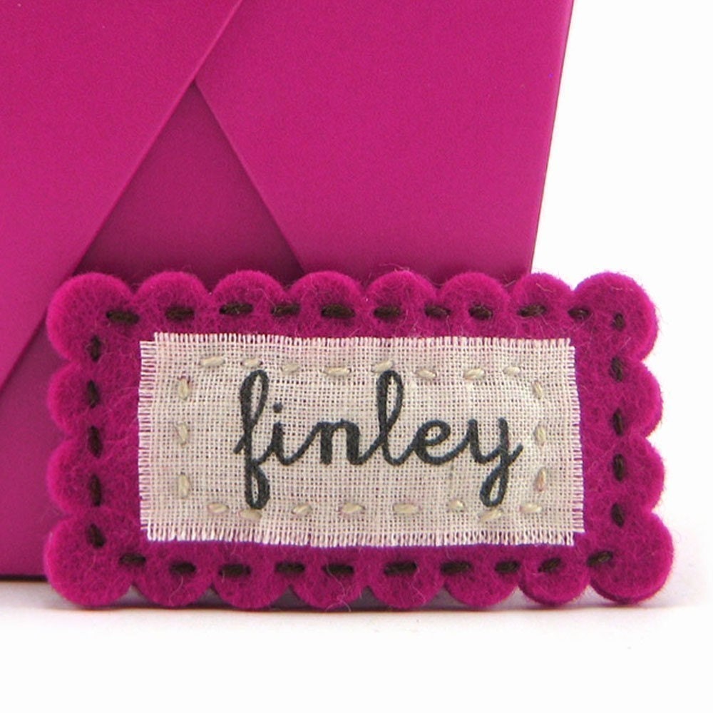 Fuschia Scalloped Personalized Hair Clip
