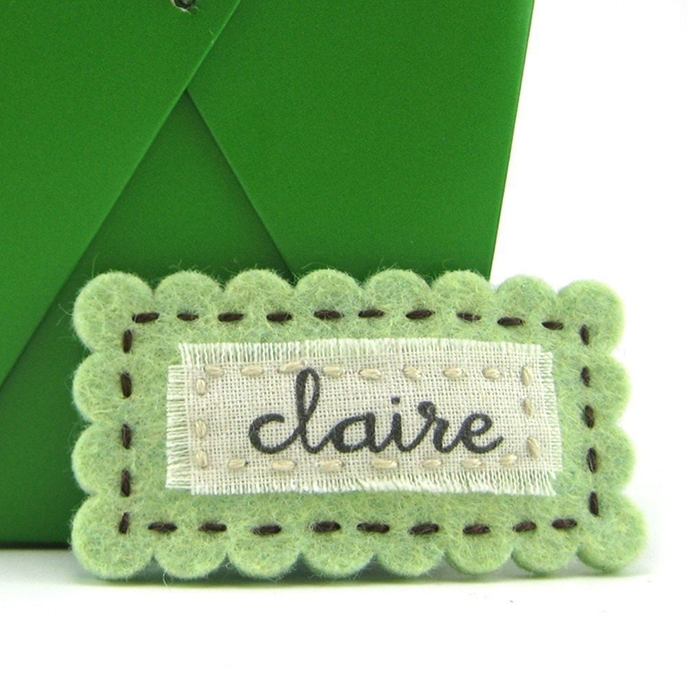 Spring Green Scalloped Personalized Hair Clip