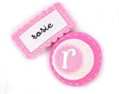 Personalized Pink Polka Dot Hair Clips Set
