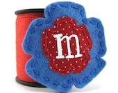 Flower Power Hair Clip in Sapphire Blue and Red Polka Dots