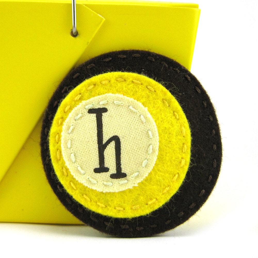 Polka Dot Hair Clip in Chocolate Brown and Banana Yellow Personalized
