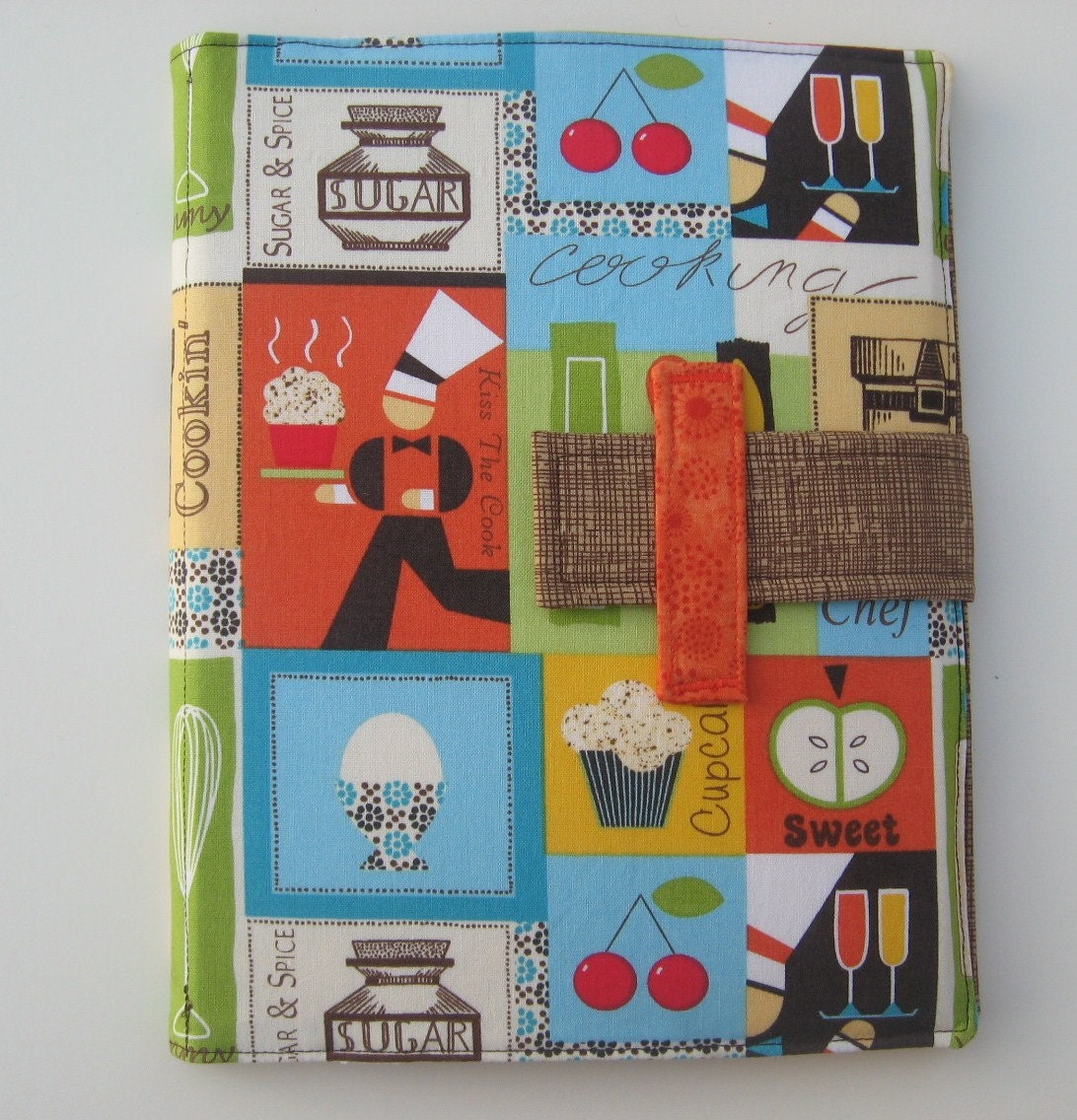 iPad case - ipad stand - retro ipad cover kitchen recipe cook fabric