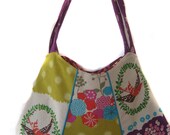 Shoulder Handbag/Tote/Purse - New Design- Echino by Etsuko Furuya Birds Lime Turquoise Mustard