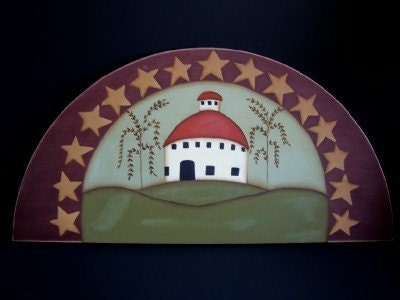 Door CrownWood Topper Primitive Shelf Sitter Americana Folkart Handpainted Home Decor Wall Art
