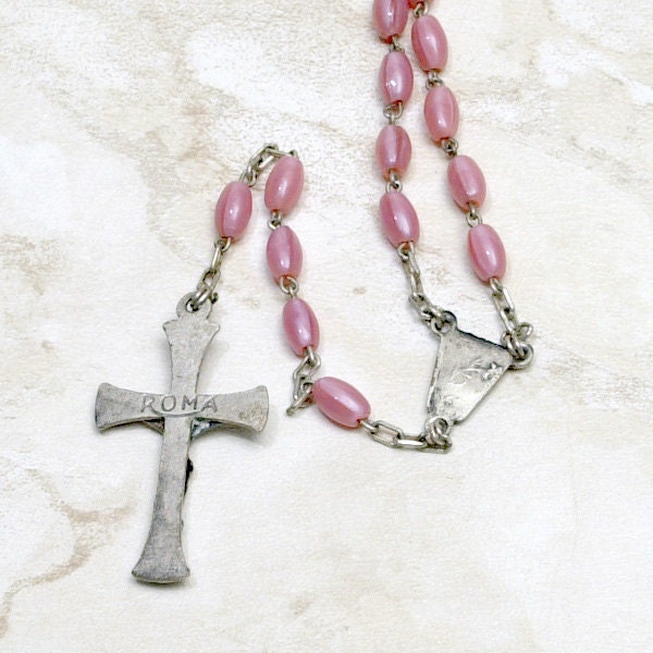 Roma Rosary - Pink Glass Vintage and GORGEOUS