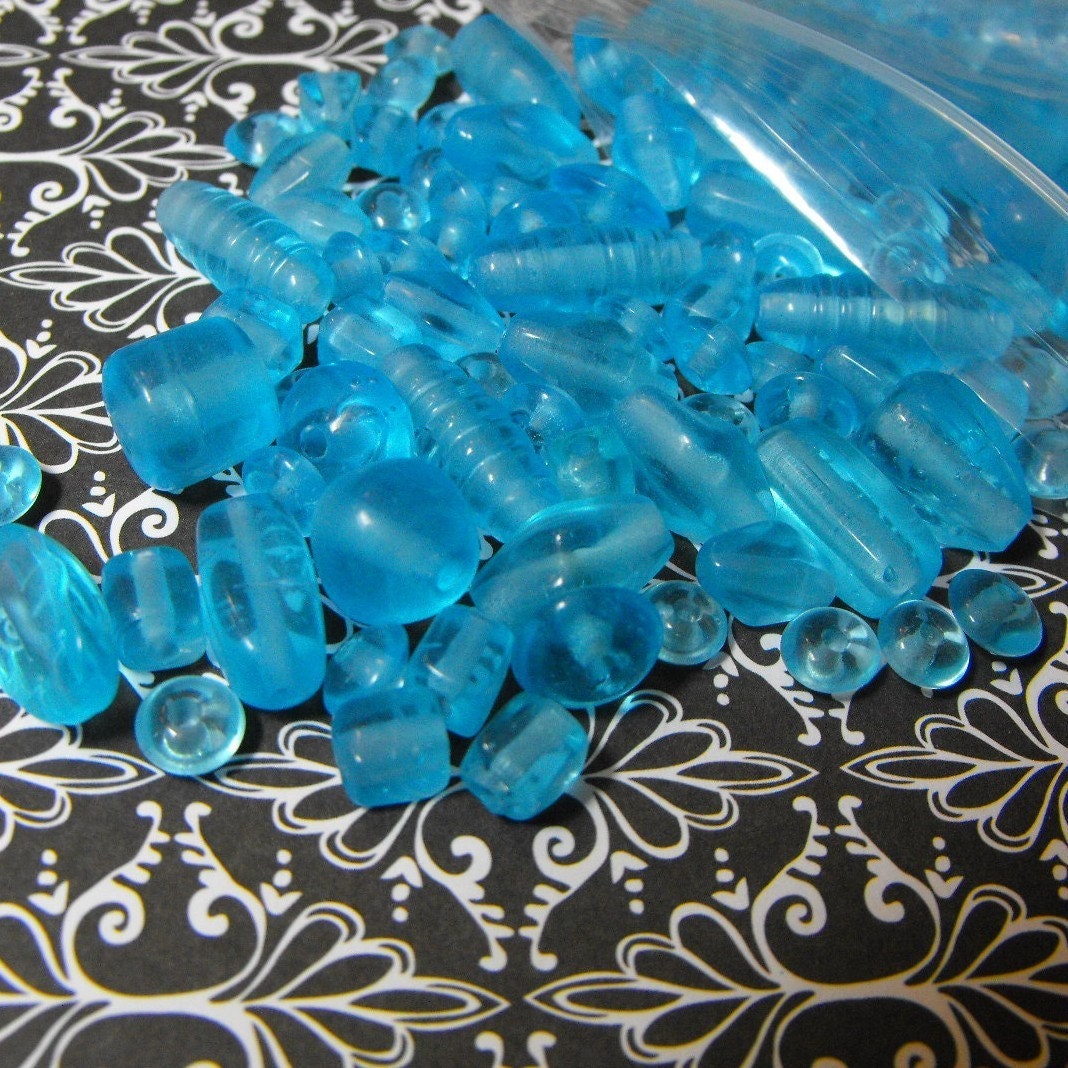 50 Pack Translucent Light Blue Pressed Czech Glass Beads
