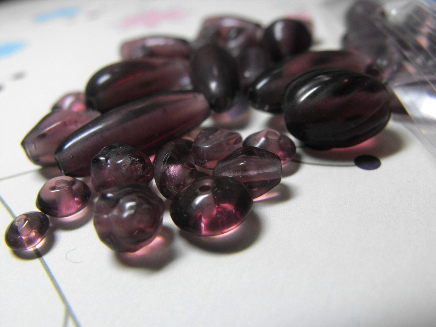 50 Pack Purple Transluscent Pressed Czech Glass Beads