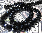 New 24 Pack 6mmX9mm Faceted AB Finish Black Czech Glass Rondelle beads