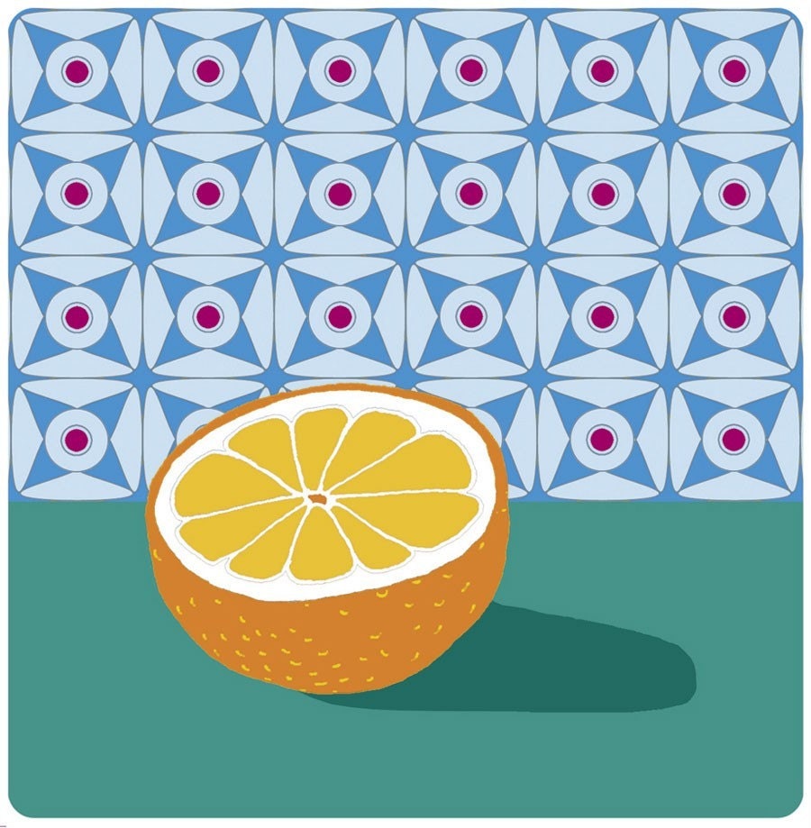 Fruit with Wallpaper (orange) iron-on transfer