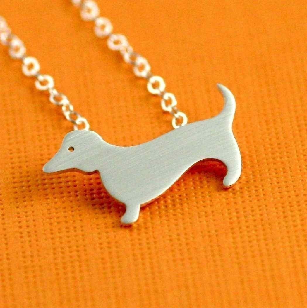 Dachshund Love Necklace in Silver