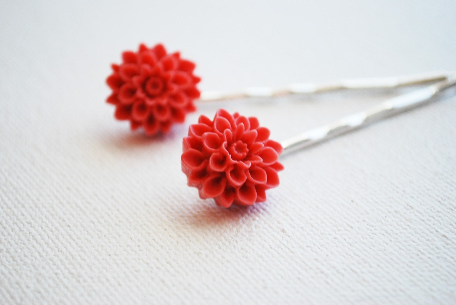 Coral Flower Bobby Pins