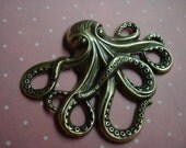 Antiqued Brass Octopus Brooch