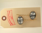 Vintage inspired Moth specimen engraving cameo hair pins