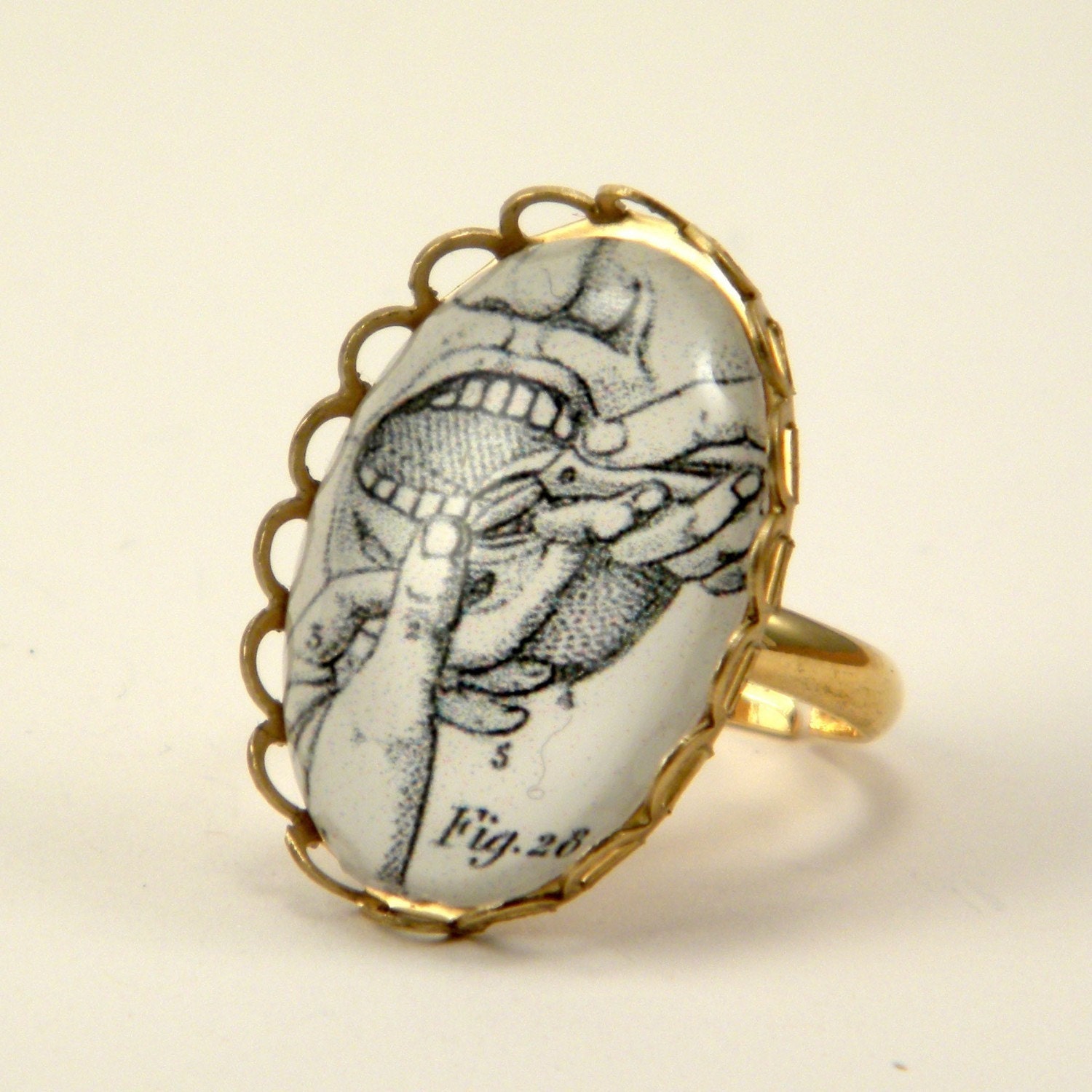 Petite Pulling Teeth Vintage Dental Engraving Ring