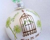Vintage Bird Cage Wedding Ornament - Hand Painted and Personalized
