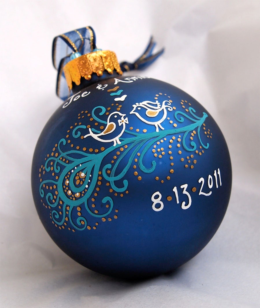 Peacock Wedding Ornament - Personalized