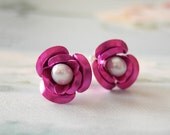 Purple Rose Princess Earrings