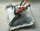 Dried Lavender  and Larkspur Boutonnieres with Custom Wrapping