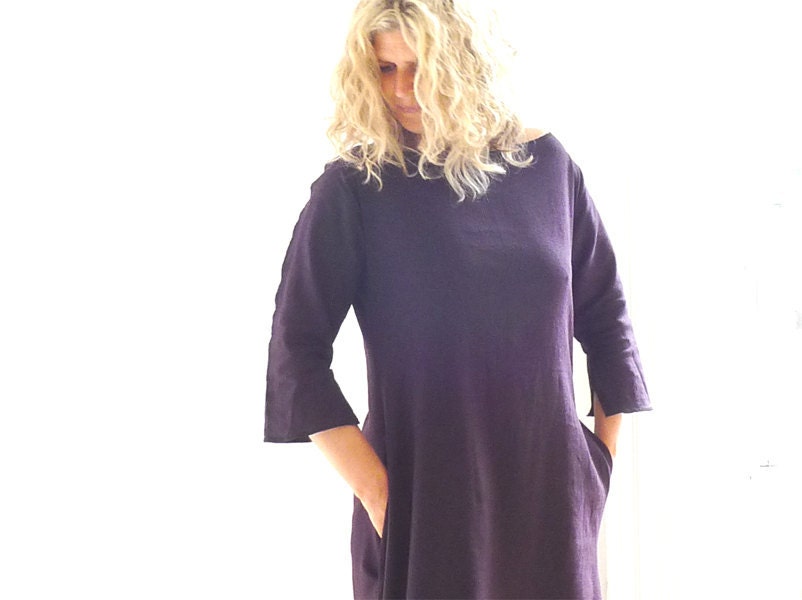 Purple Linen /Cotton Maxi Dress - Summer Fashion