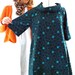 green silk embroidered spot dress