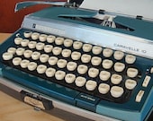 Penncrest Caravelle 10 Vintage Two Tone Blue Manual Typewriter With Case by JC Penny