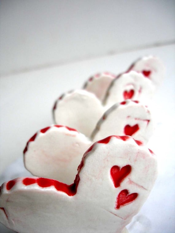 Set Of 4 Porcelain Heart Magnets