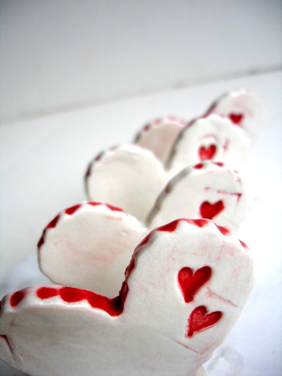 Set Of 4 Porcelain Heart Magnets