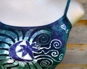 Batik Stretchy Handmade Yoga Tanktop in Teal and Purple
