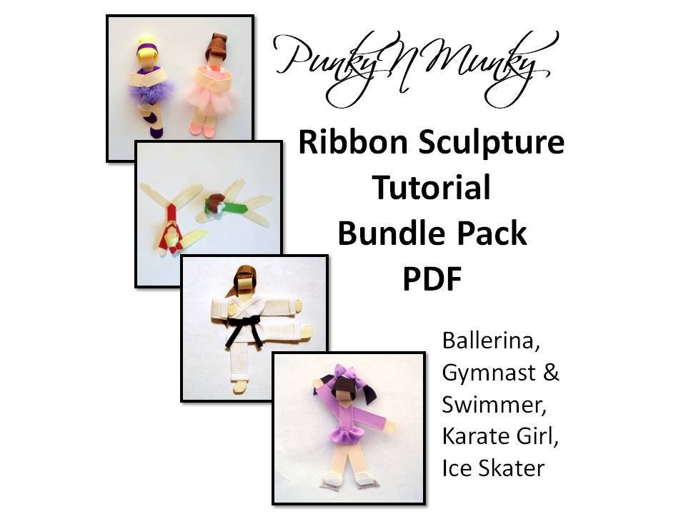 Buy tutorials & combs - Ribbon Sculpture Tutorial Pack Ballerina, Ice Skater, Karate Girl, Gymnast and Swimmer. INSTANT DOWNLOAD