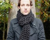 Mens Cowl neck Scarf hood charcoal black warmer