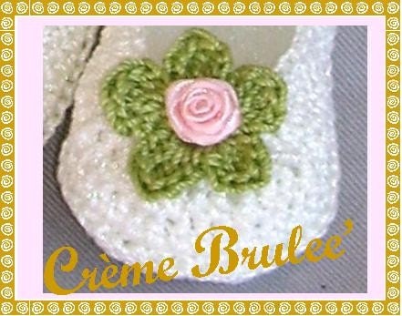 Creme Brulee Princess Slipper with Pink and Green Daisy Fits 0-11 mos  (Size 1 and 2)