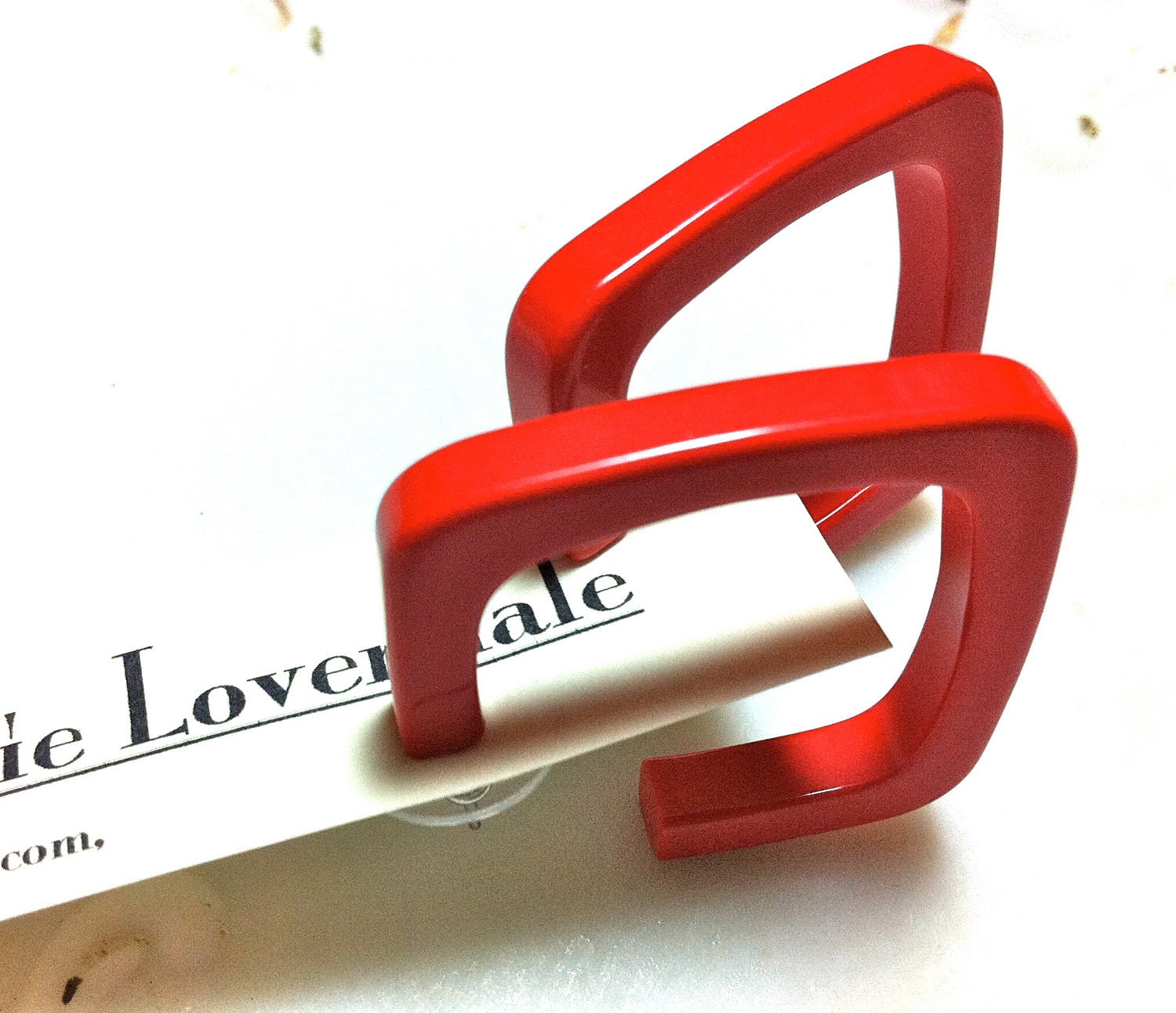 Red Rounded Quad Hoops - lucite hoop earrings