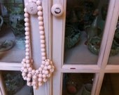 Cream Fringe Necklace - lucite beaded bib