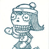 Ice Skating Calavera Limited Edition Gocco Serigraph ACEO