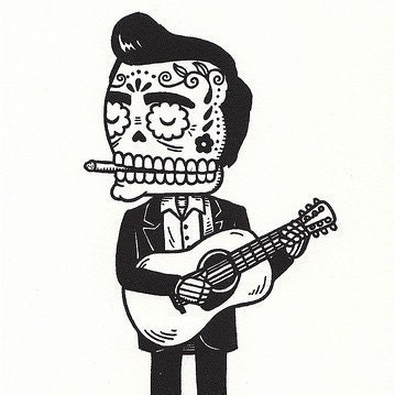 Johnny Cash Calavera Limited Edition Gocco Serigraph