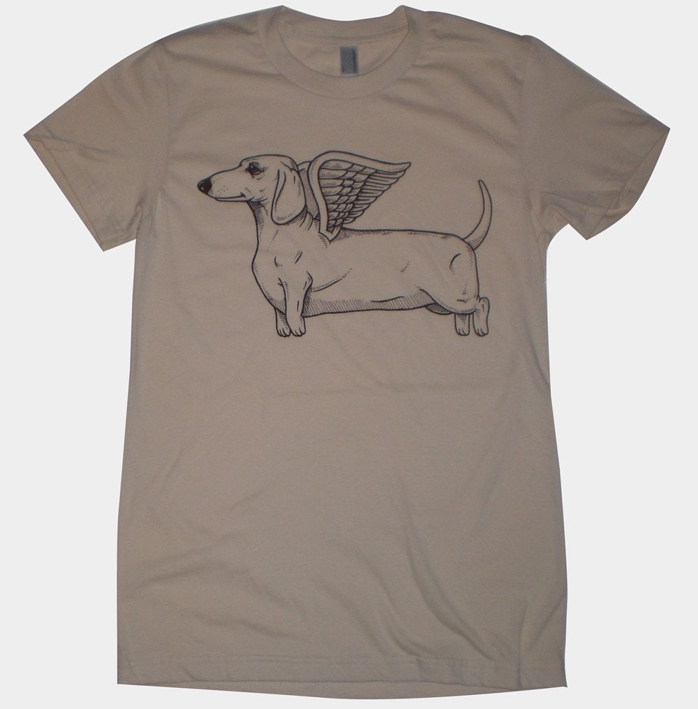 Flying Dachshund Womens T-Shirt Small, Medium, Large, X-Large in 9 Colors
