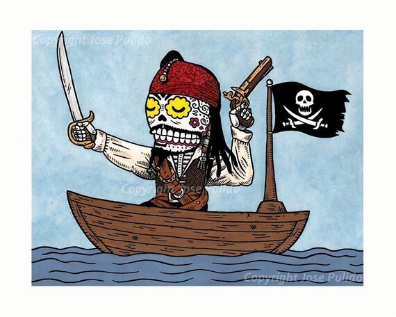 Pirate Calavera Print 8 x 10