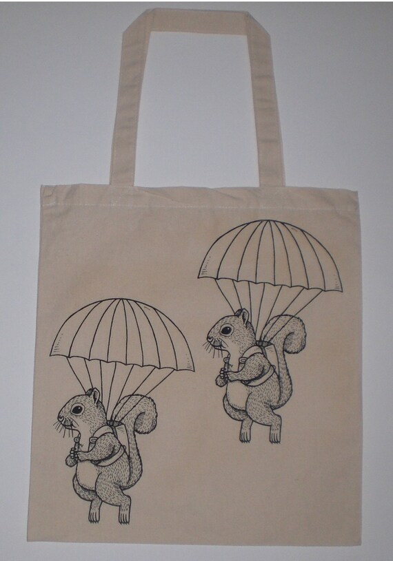 Parachuting Squirrels Canvas Shopping Tote Bag