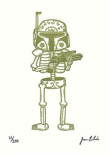 Boba Calavera Limited Edition Gocco Serigraph